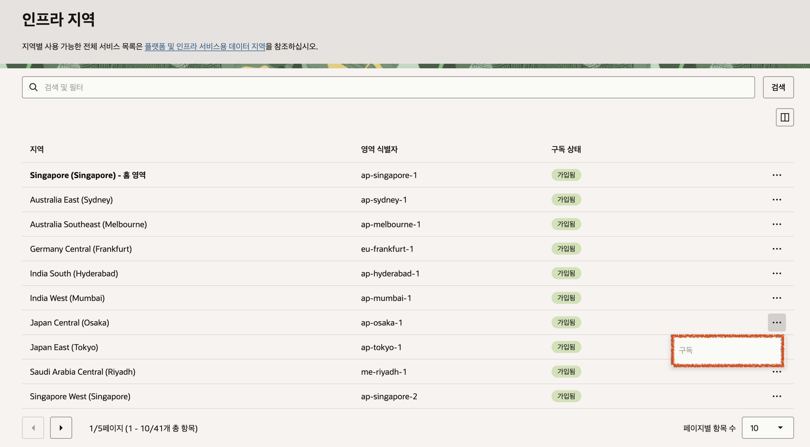 infrastructure regions