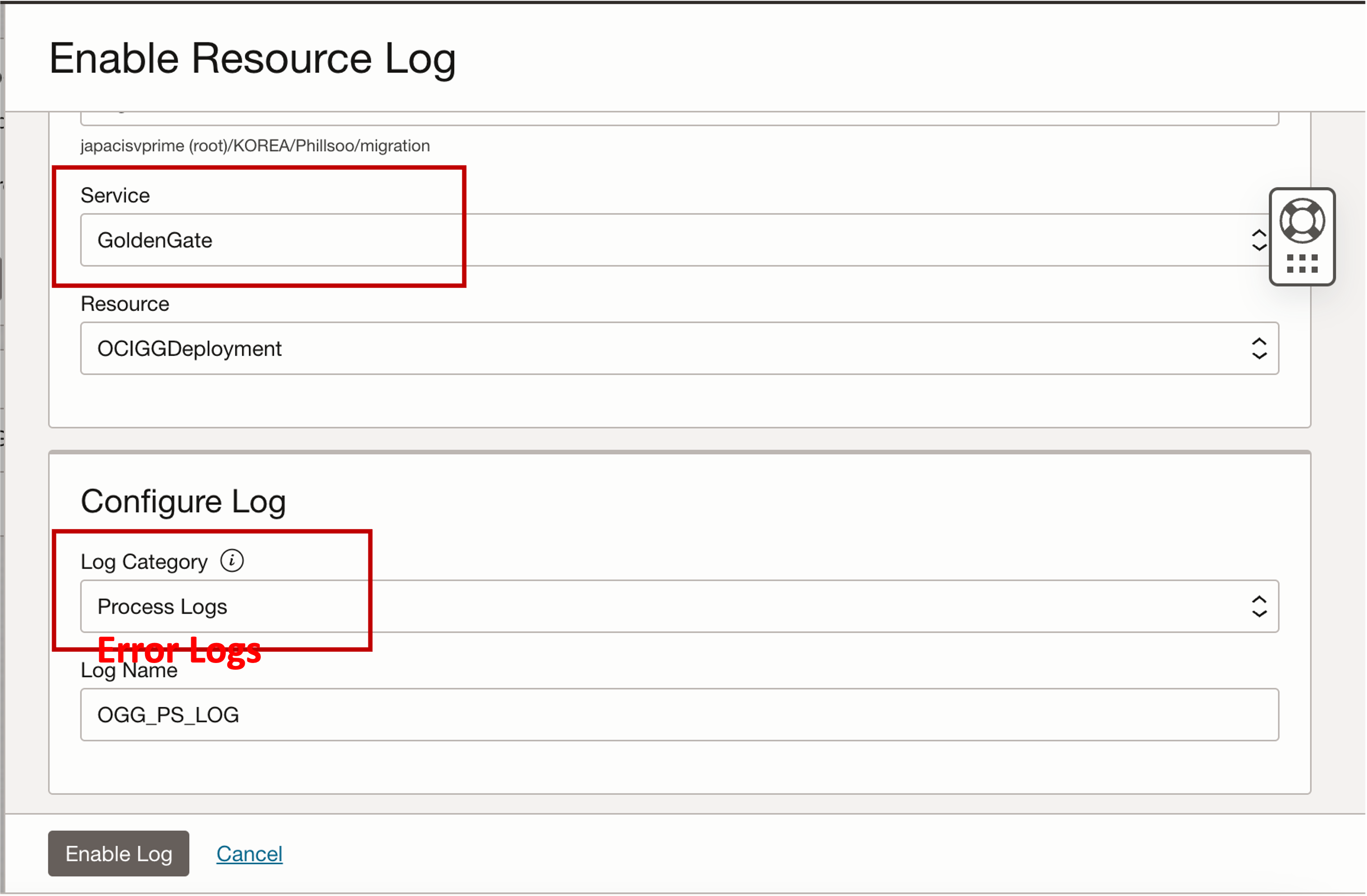 OCI OGG Logging