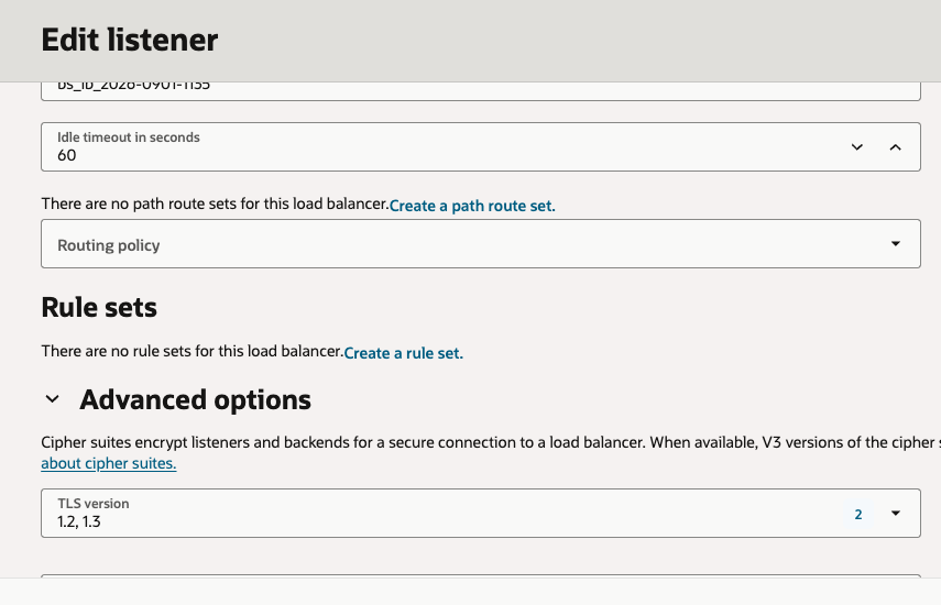 Load Balancer Listener의 TLS 1.2 및 1.3 설정